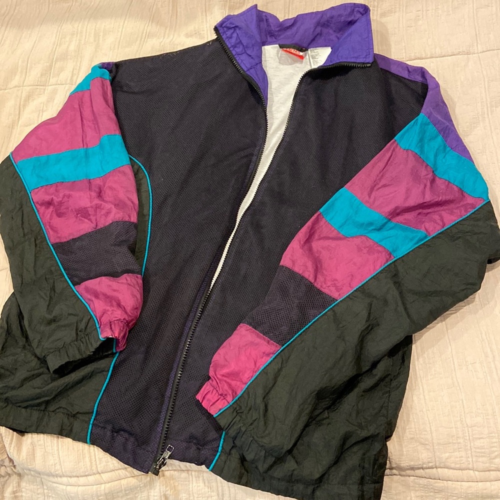 Vintage workout wear Men’s Medium color block 80s Jacket